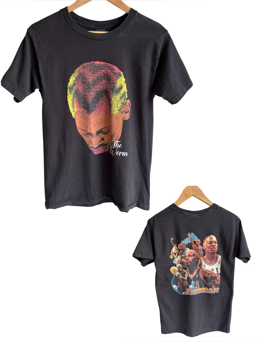 Hanes Beefy Tee Dennis Rodman Graphic Tee Sz Small Black The Worm Basketball